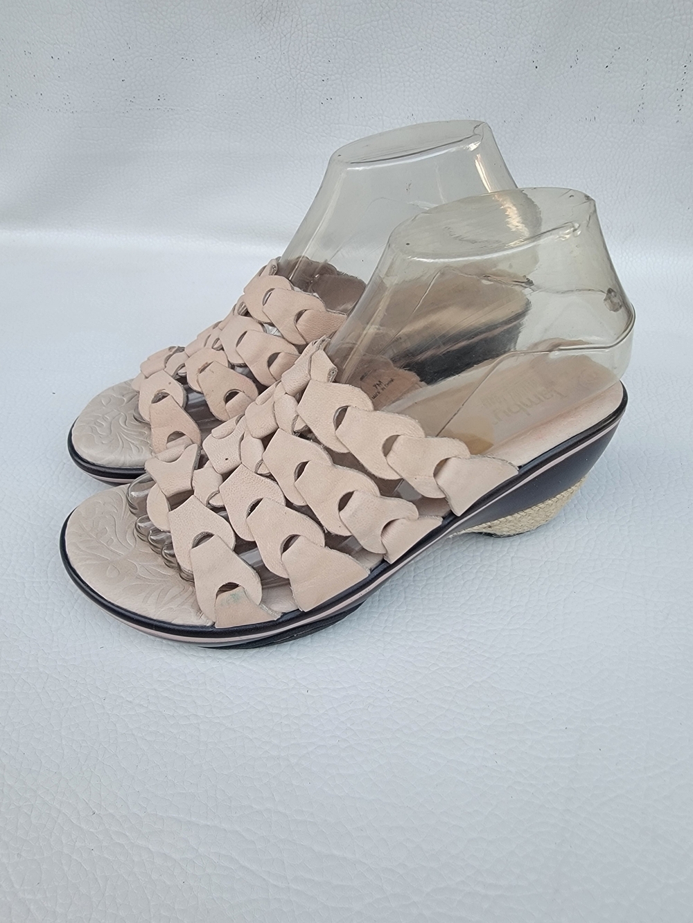 Women’s Woven Strap Wedge Sandals - Blush